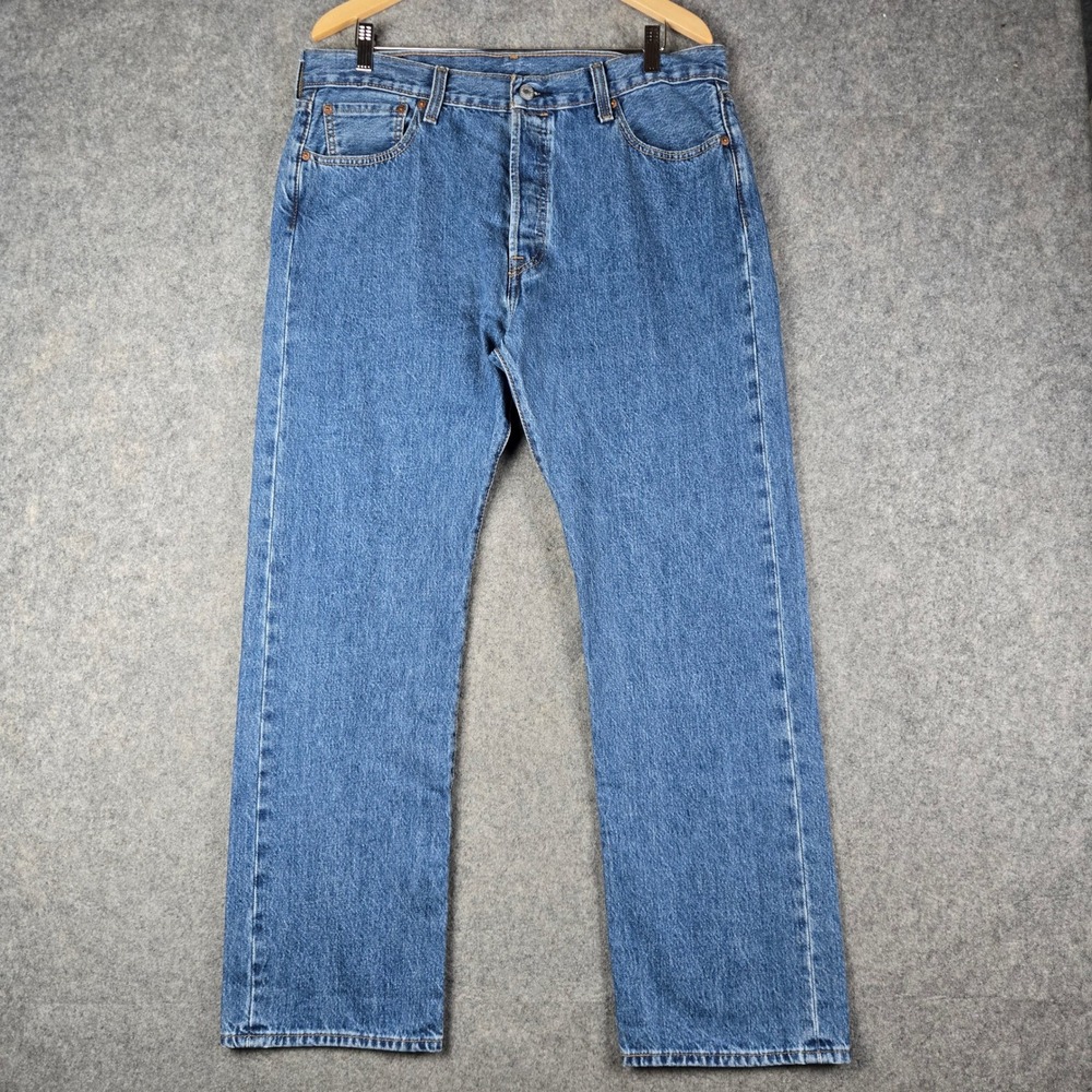 Levi Strauss 501 Original Jeans Mens 36x30 Blue Denim Button Fly Straight Leg